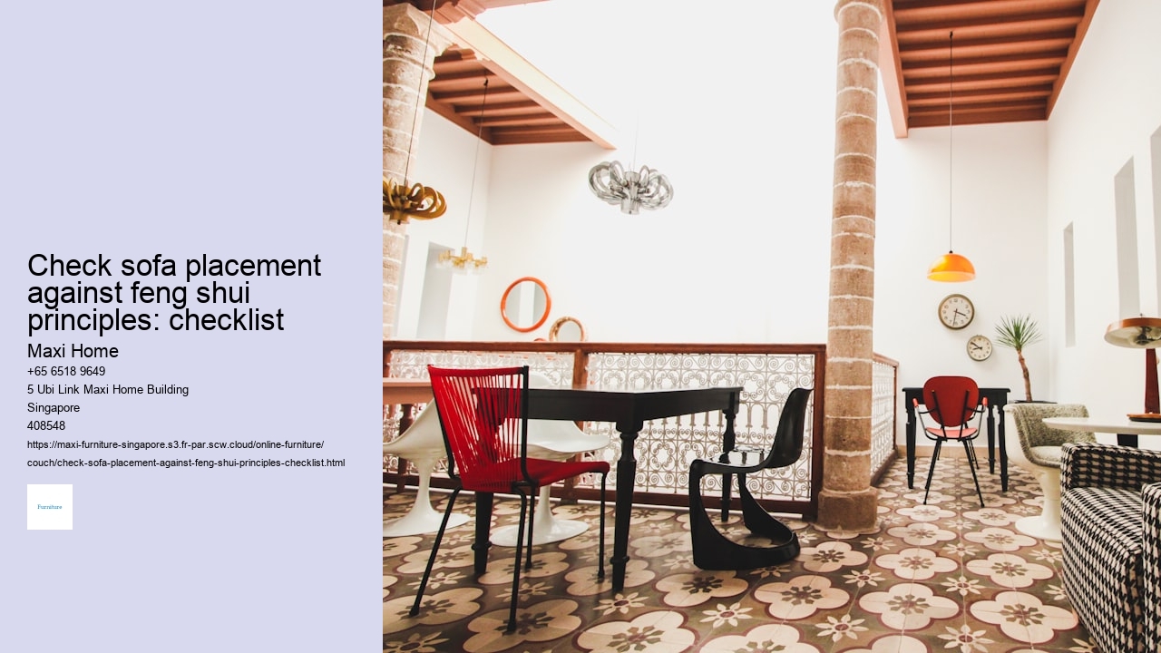 Check sofa placement against feng shui principles: checklist