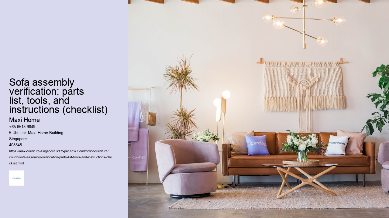 Sofa assembly verification: parts list, tools, and instructions (checklist)